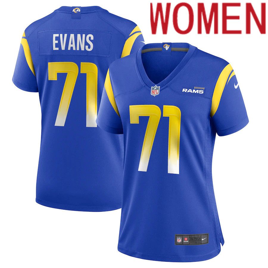 Women Los Angeles Rams #71 Bobby Evans Nike Royal Game NFL Jersey->women nfl jersey->Women Jersey
